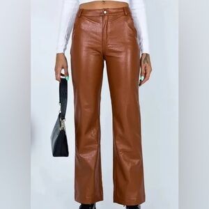 Princess Polly Tan Leather Flare Pants